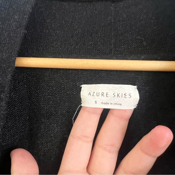 Aritzia Babaton Azure Skies Cashmere Wool Black Open Front sweater cardigan S - Picture 9 of 11